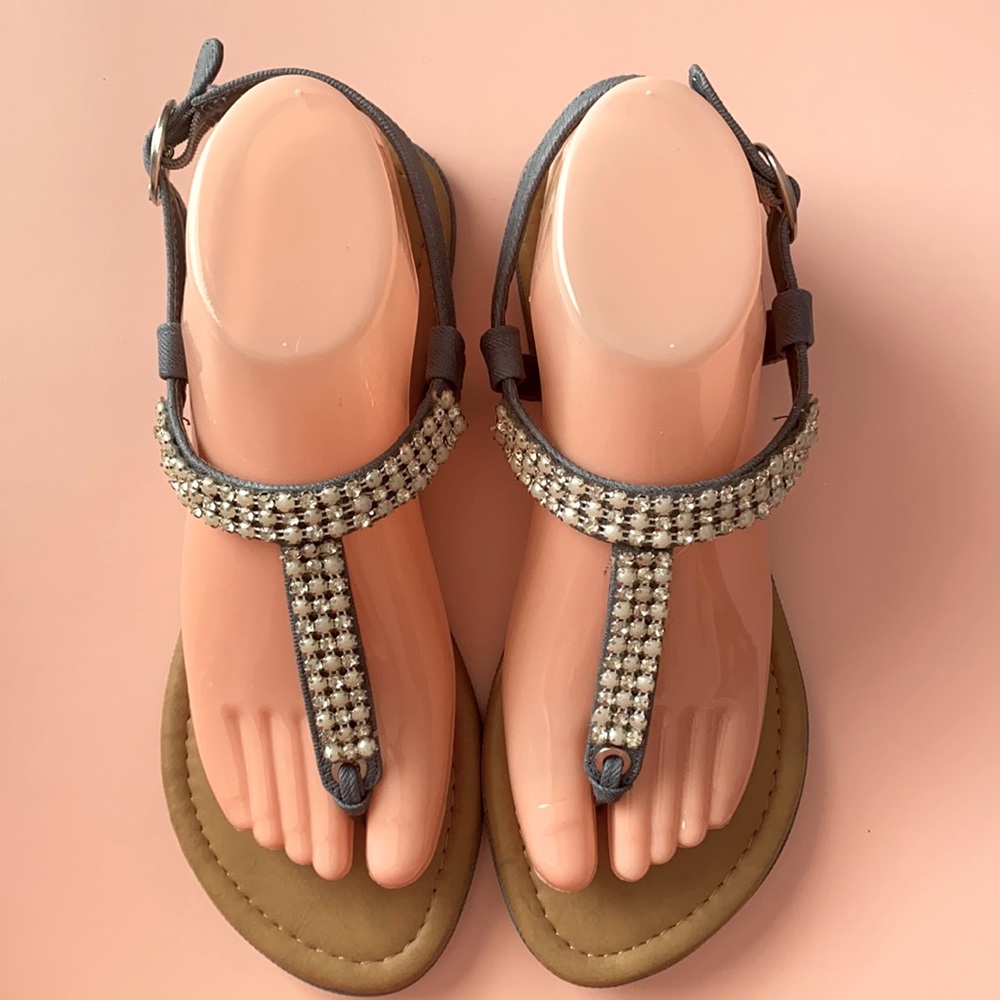 Madeline Stuart blue denim w/ rhinestones sandals